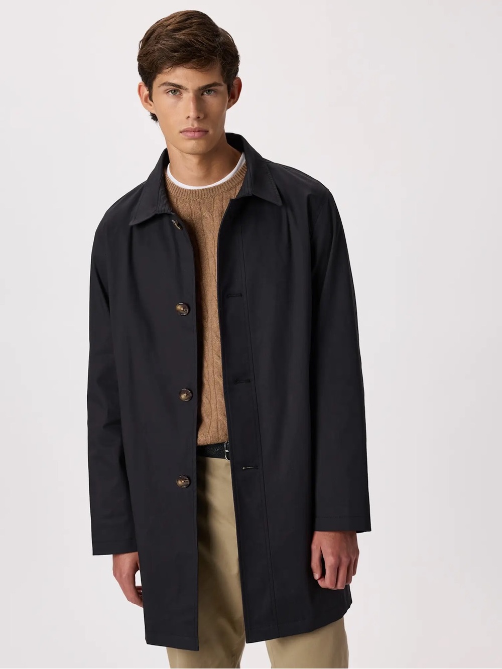 NWT QUINCE Comfort Stretch Trench Coat Large Midnight Black 9578